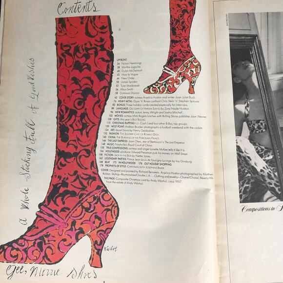 INTERVIEW Anjelica Huston Chris Stein Stephen Sprouse WARHOL December 1987 - Picture 4 of 13